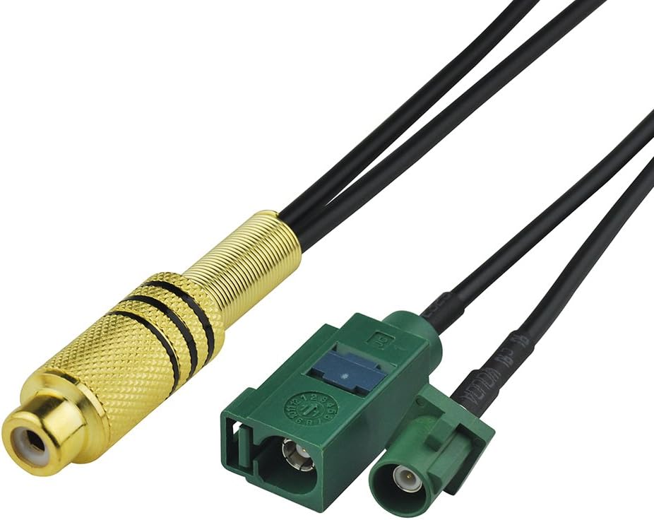 Superbat Fakra to RCA Splitter Cable, RCA Female to Green Fakra E Female and Male Basket RF Pigtail 6" for Aftermarket Radio Rear View Camera etc.