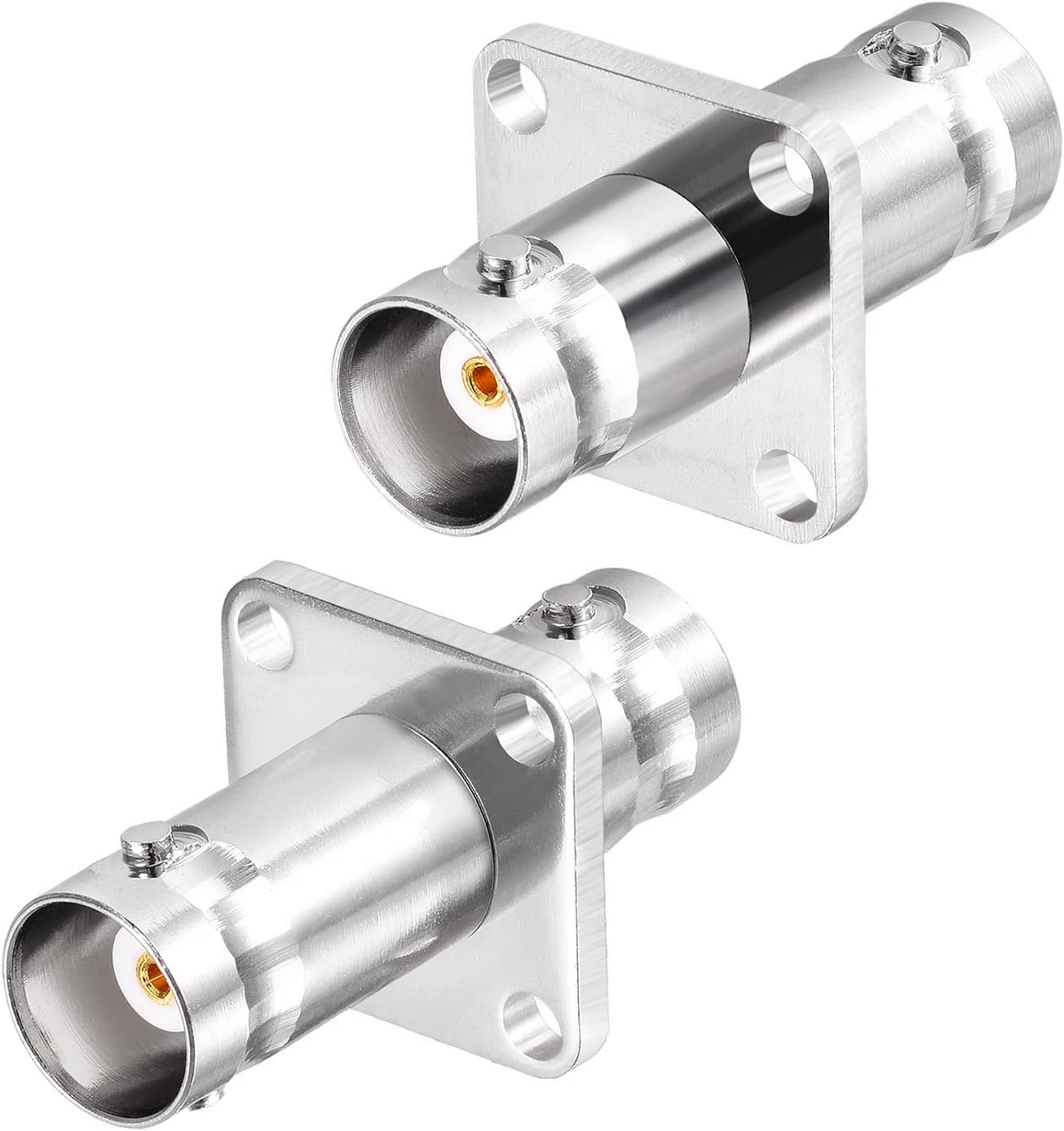Superbat BNC Female to Female Adapter Connectors Flange 4 Hole Panel Mount BNC Bulkhead Connector 2pcs