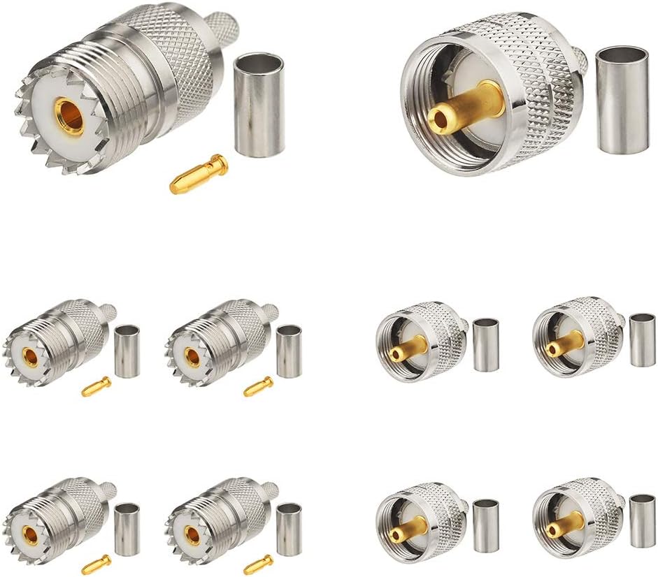 wlaniot PL259 & SO239 Crimp Connector Kit - Solder & Coax Jumper Cable for RG58, RG142, RG400, LMR195, RG303, RG141