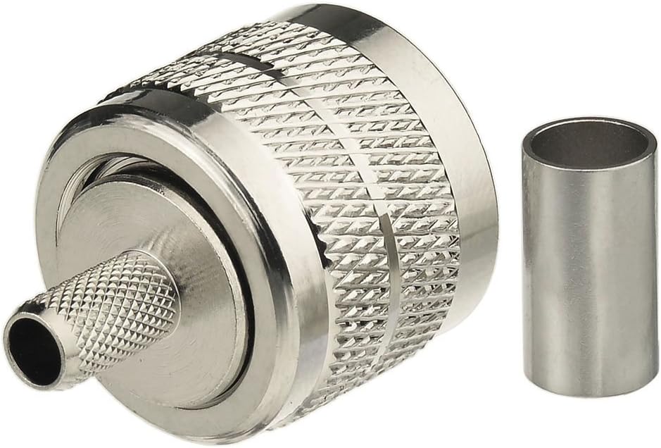 wlaniot PL259 Crimp Connectors UHF Male RF Coax Connector PL-259 Solder Crimp Connectors Compatible with RG58 RG142 RG400 LMR-195 RG303 RG141 Low Loss Coaxial Coax Jumper Cable