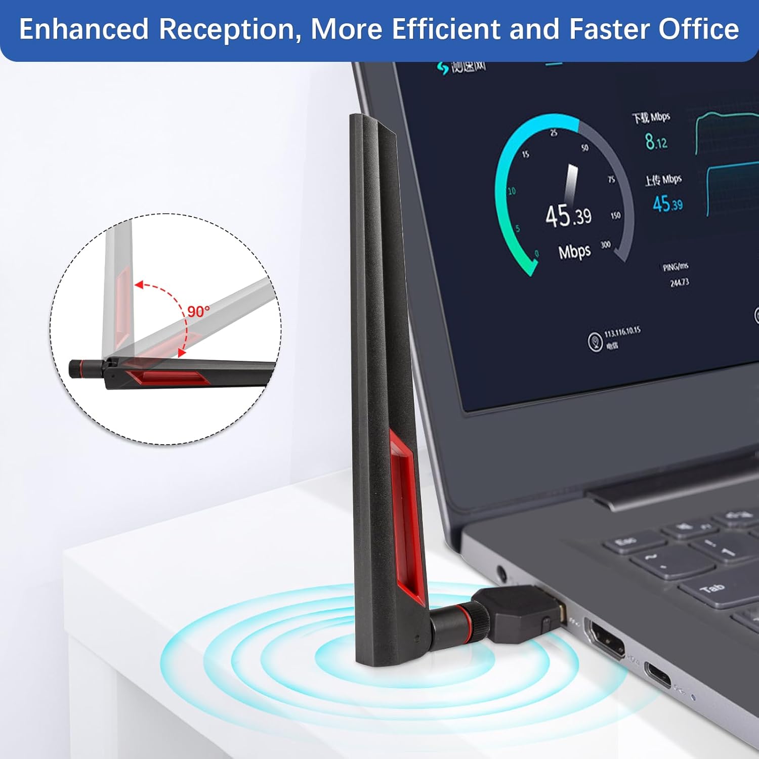 Superbat WiFi 6 6E Tri-Band Antenna 2.4GHz 5GHz 6GHz RP-SMA Male Omni-Directional Antenna - 2-Pack for Router PC Desktop PCIe WiFi Card IP Security Cameras USB Adapter