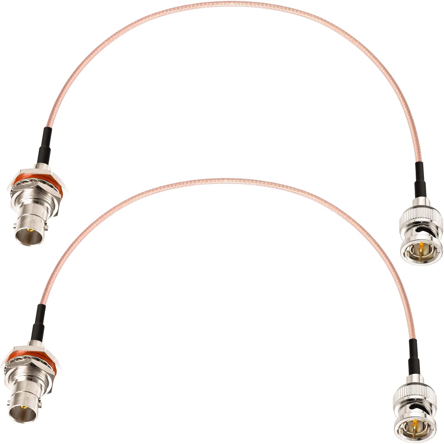 Superbat 12inch 2-Pack 75 Ohm BNC Male to BNC Female Bulkhead Cable for HD 3G SDI Recorder Camera Monitor Converter, SDI Video Cable