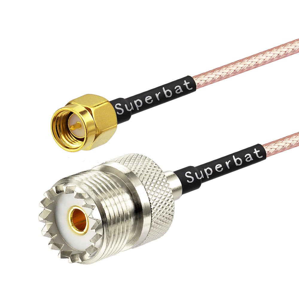 Superbat RF Coax SMA Male to UHF Female SO-239 Cable + 2pcs SMA Adapter SMA UHF Female SO239 Adapter for RF Applications/CB Radio/Handheld Radio Antenna/Walkie Talkie etc