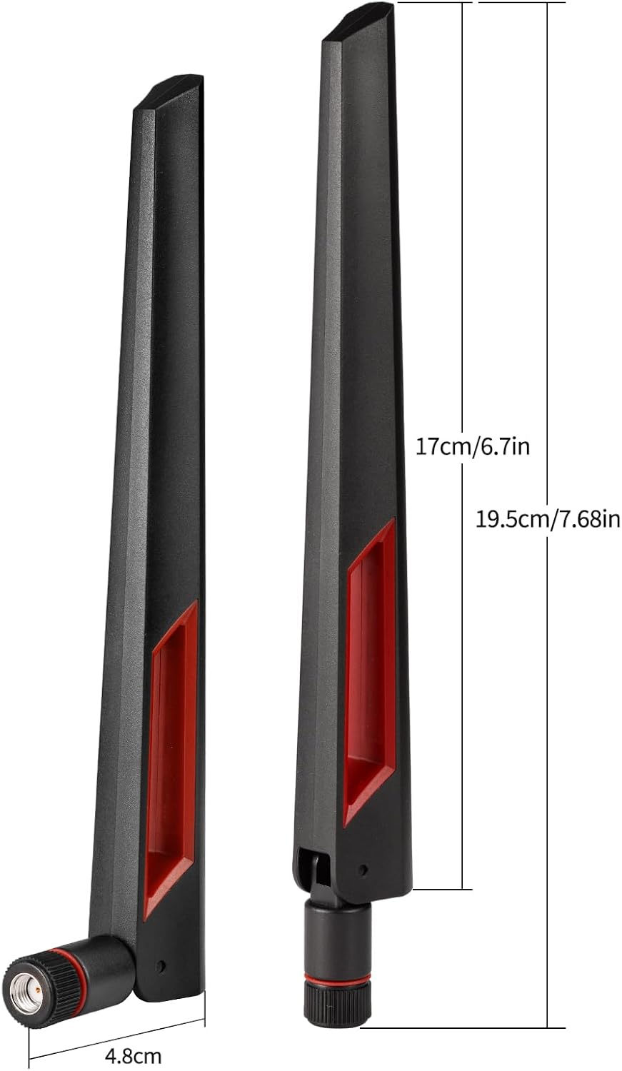 Superbat WiFi Antenna with RP-SMA Male Connector, 2.4GHz 5GHz 5.8GHz Dual Band Antenna for PCI-E WiFi Network Card USB Wireless Camera Router Hotspot etc. 2pcs