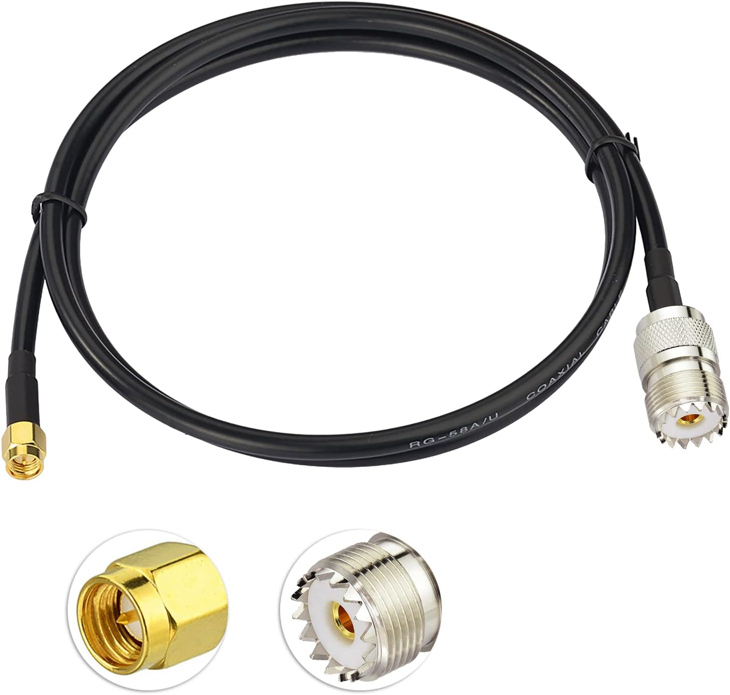 Superbat SMA to SO239 UHF Cable 3ft SMA Male to PL259 Female Jumper RG58 Coax Cable for Spectrum Analyzers CB/HAM Radio Scanner Antenna Analyzer Dummy Load etc.