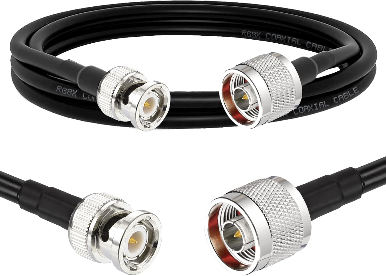 Superbat N Male to BNC Male Jumper Cable 50 Ohm 3ft Low Loss RG8X Cable for Scanner Antenna Splitter VHF Radio etc.