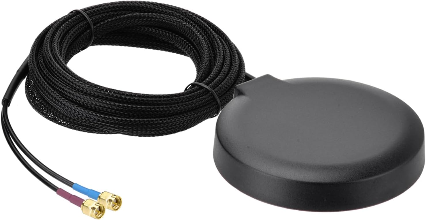 SUPERBAT 4G LTE Cellular GPS Adhesive Magnetic Mount Combination Antenna with SMA Male Connector for 4G LTE Industrial Gateway Mobile Router Trail Camera Gateway Modem Vehicle Car Truck Bus Van