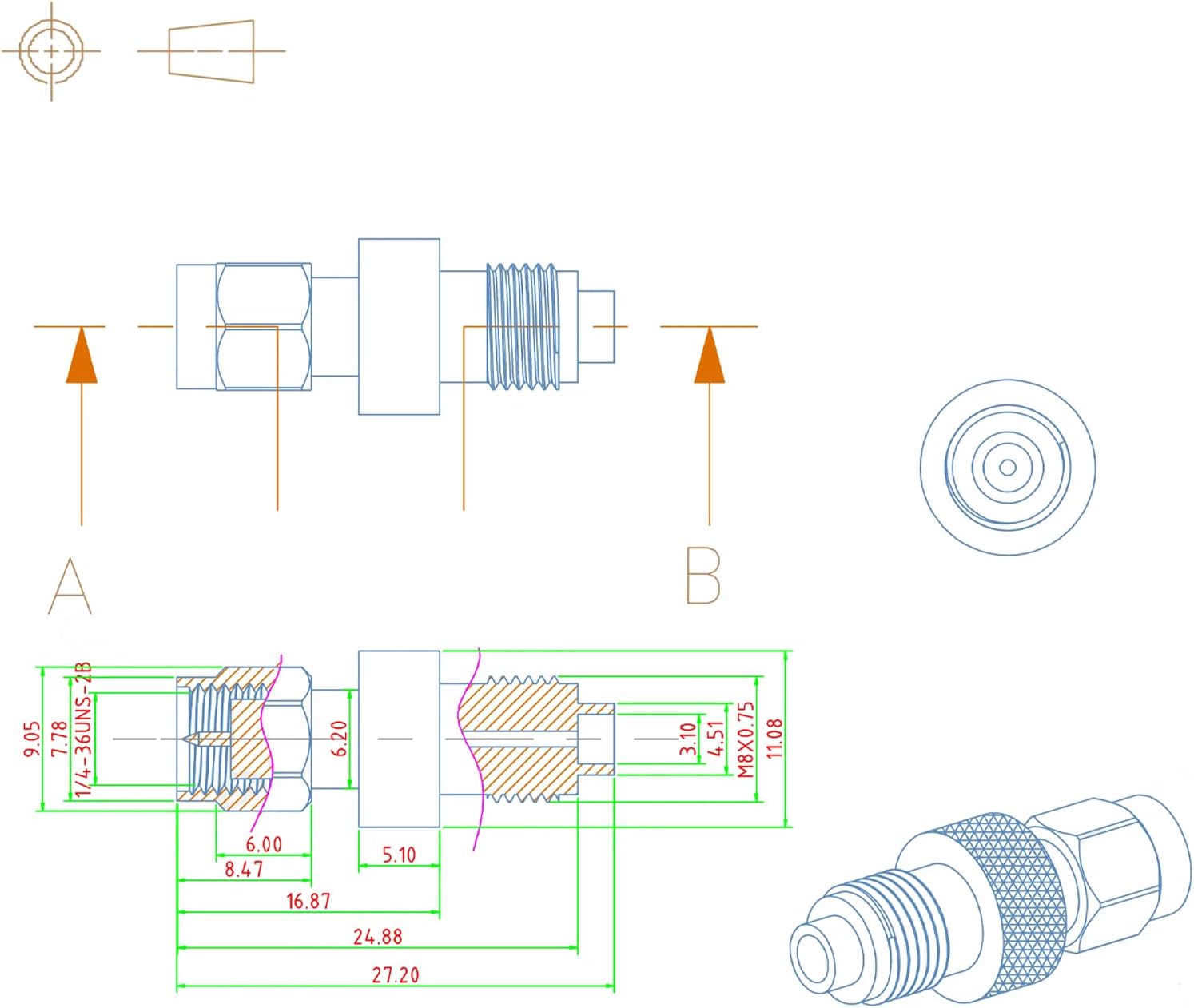 wlaniot 2pcs SMA to FME Adapter SMA Male Plug to FME Female Jack RF Coaxial Connector