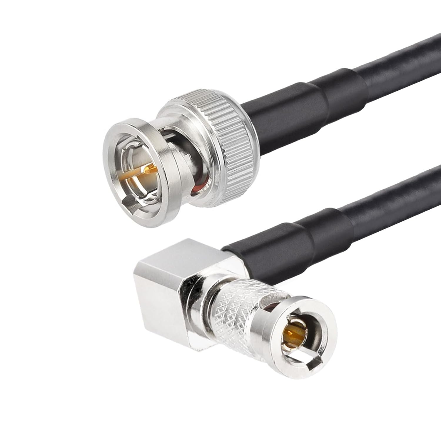 Superbat HDBNC to BNC Cable SDI BNC Male to HDBNC Male Cable Right Angle Belden 1855A, Support 3G/6G/12G-SDI,for Blackmagic Video Assist Monitor Camera Video Switcher 2-Pack