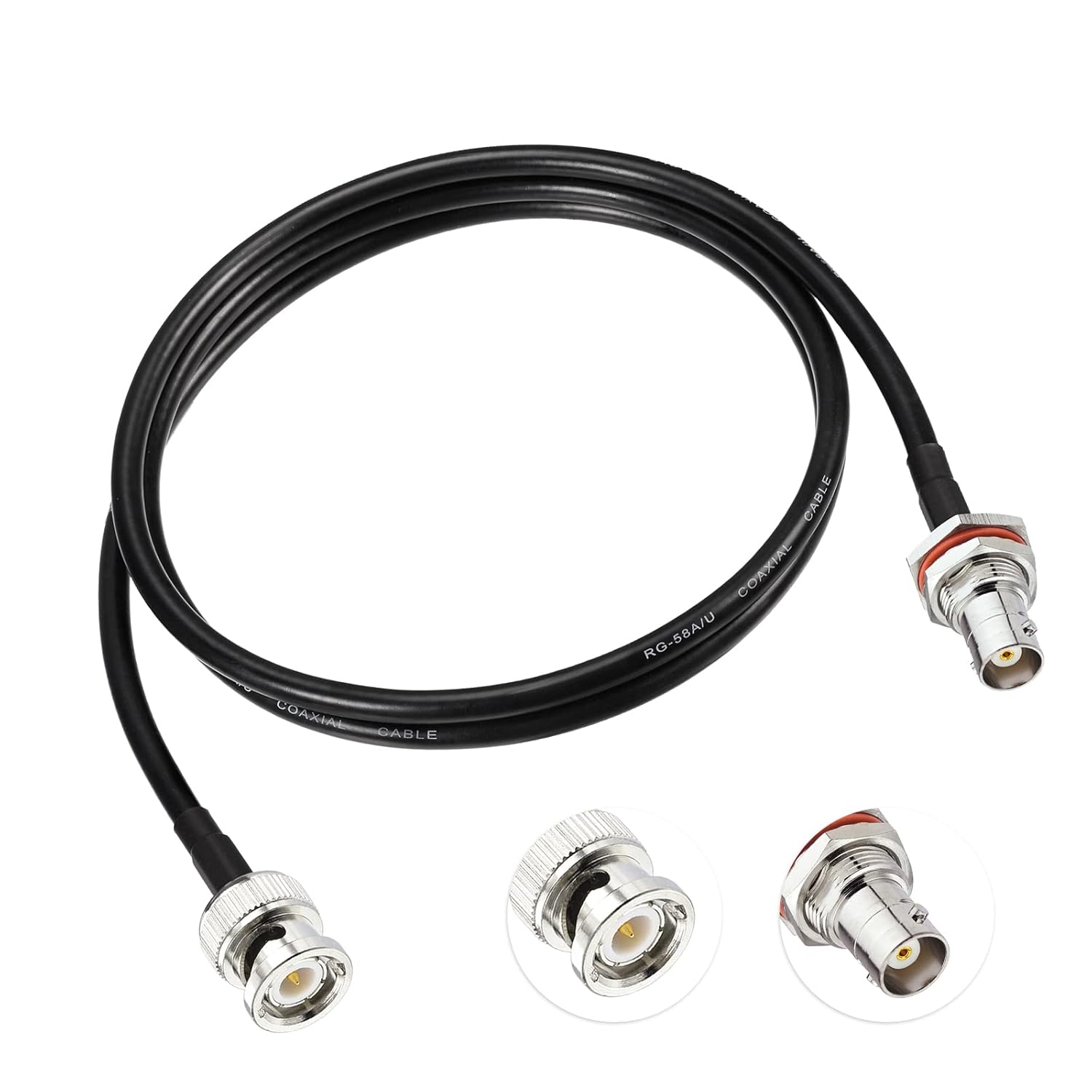 Superbat BNC Extension Cable 50 ohm RG58 2PCS 3FT BNC Male to Female Bulkhead Jumper Coax Cable for UHF/VHF Ham Radio/Wireless Microphone Antenna/CCTV/Amateur Radio etc.