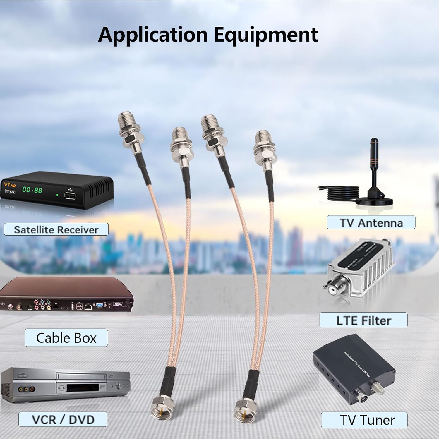 Superbat F-Type RG6 Splitter Coax Cable 75Ohm TV Antenna 3 Way Splitter Combiner F Male to F Dual Female RG316 Coaxial Cable 6inch 2-Pack