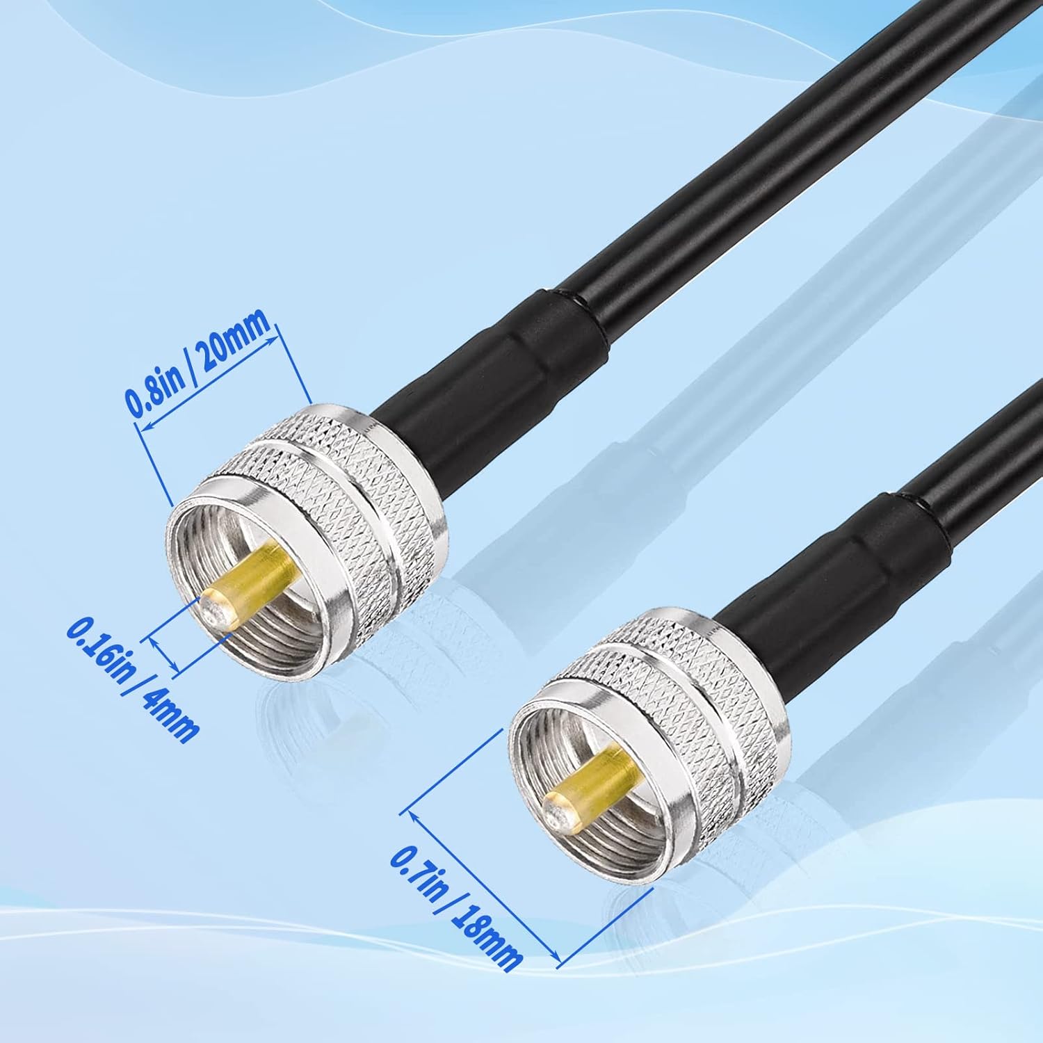 Superbat RG8x Coaxial Cable PL259 Jumper Cable CB Radio Coax Cable 50 ohm Low Loss for Position Coaxial Switch Ham Antenna Analyzer Dummy Load SWR Meter