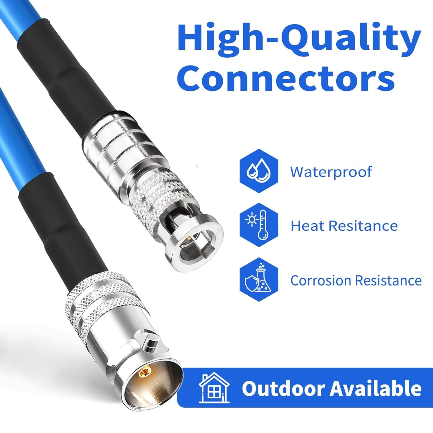 Superbat HD-BNC Male to BNC Female Cable 12inch Belden 1694A 18AWG 3G/6G/HD-SDI Cable 75 Ohm Supports 4K/8K Video for Broadcast & Cameras 2-Pack