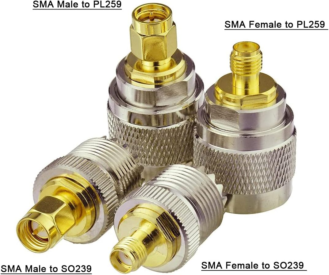 Superbat UHF to SMA Adapter, UHF Male/Fmale (PL259/SO239) to SMA Male/Female Connector RF Coax Coaxial Adapter Kit
