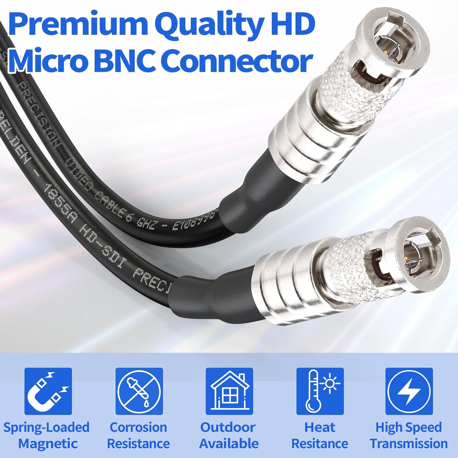Superbat HDBNC Male to HDBNC Male Cable 75 Ohm Precision Flexible Belden 1855A Cable Broadcast-Grade Supports 3G/6G/12G-SDI, for Camera Router Video Switcher (2-Pack)