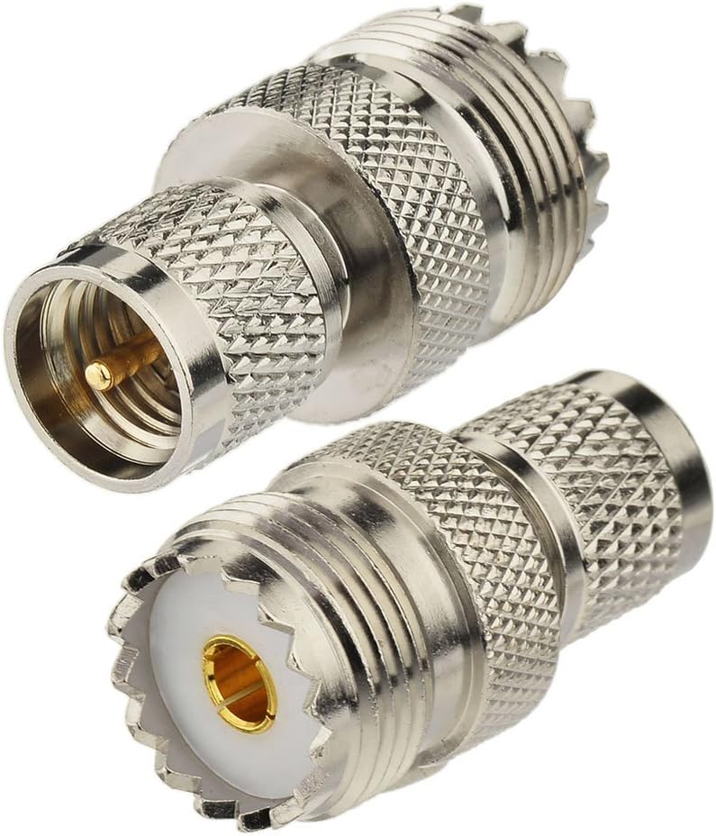 Superbat Mini UHF Male to UHF Female Connector 2-Pack Pl259 Coax Adapters Mini uhf to SO-239 for Radios Model SM-50 SM-120, Radius, Maxtrac ect.