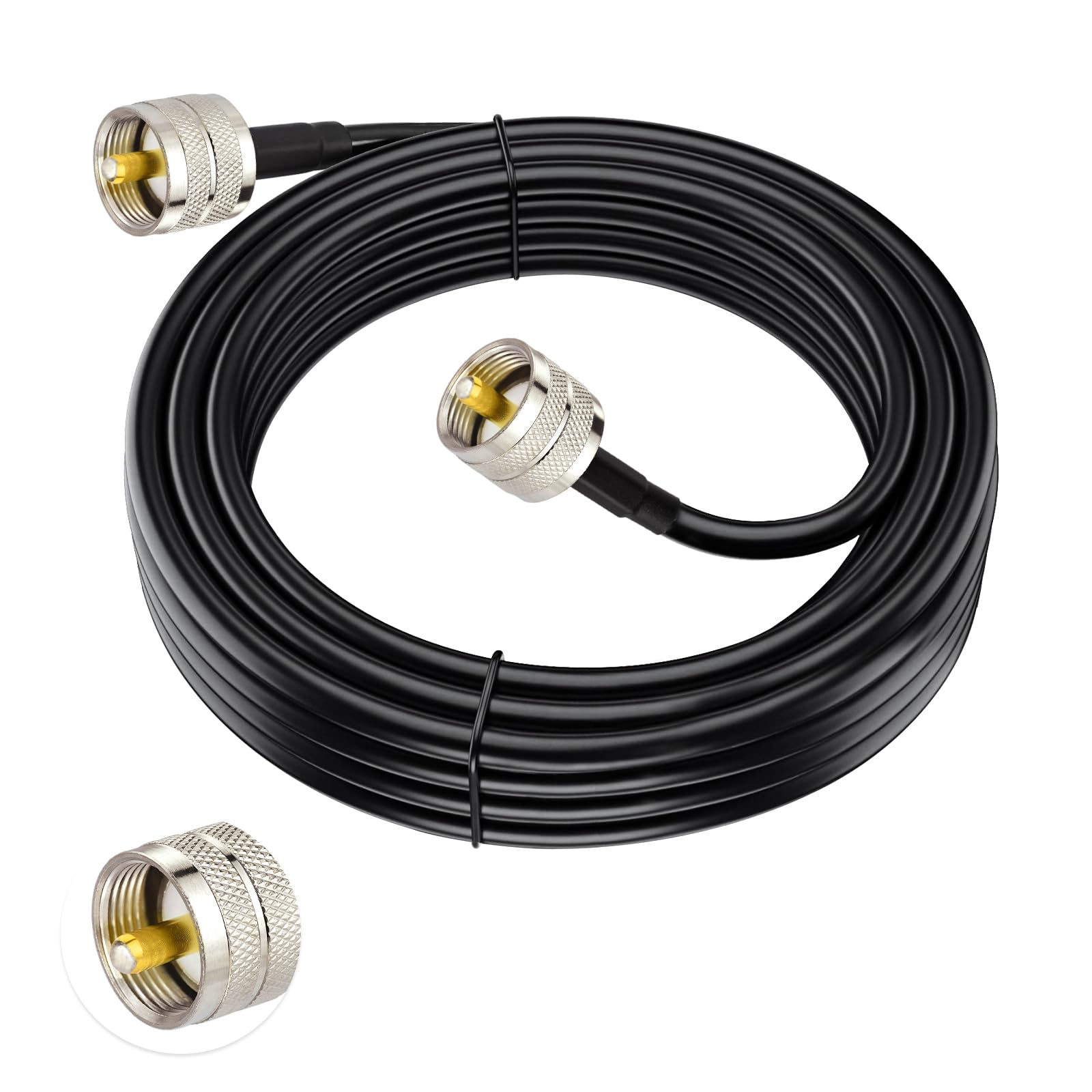Superbat UHF Male to UHF Male Cable PL259 to PL259 Jumper Low Loss CB Antenna Extension Cable 20ft for Ham CB Radio SWR Meter Antenna Analyzer Dummy Load Radio Scanner etc.