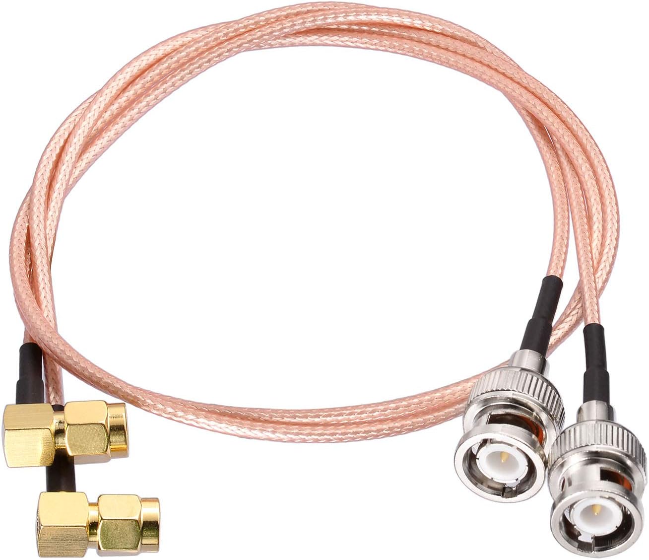 SUPERBAT SMA to BNC Cable Pigtail,SMA Male Right Angle to BNC Male Adapter Using RG316 Jumper RF Coaxial Cable, 20Inch 2Pcs