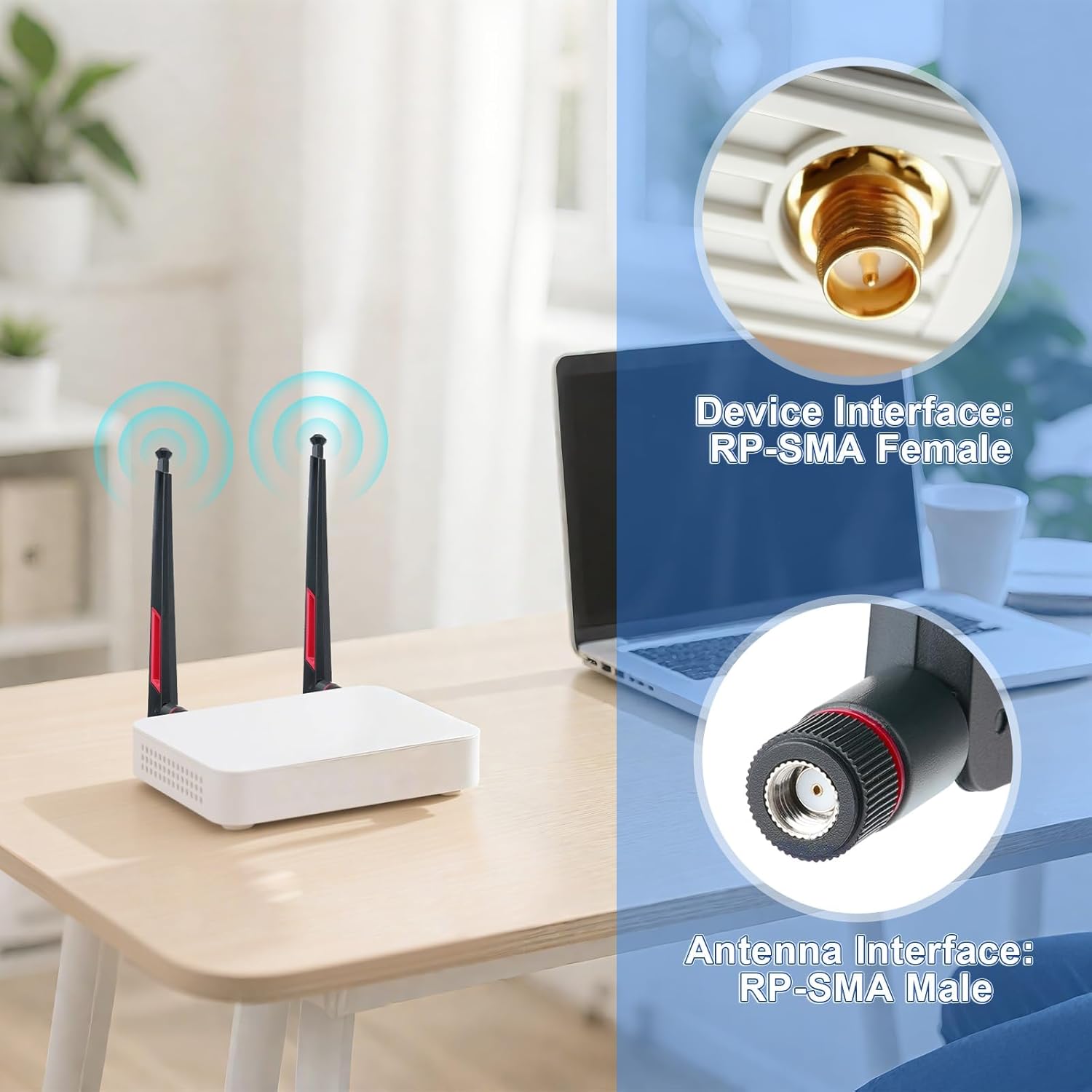 Superbat Dual Band 2.4GHz 5GHz 5.8GHz Antenna WiFi Antenna Replacement for Desktop PC Furrion Back Up RV Camera Booster Wireless Signals 2-Pack