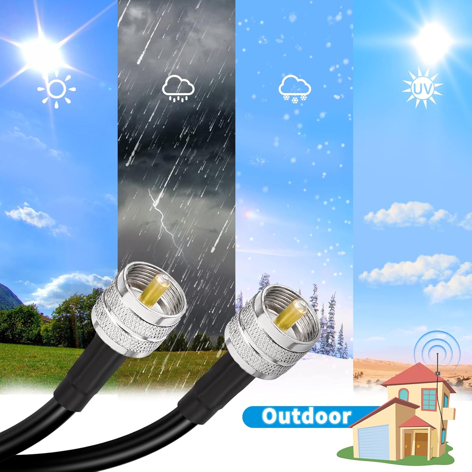 Superbat PL-259 Jumpers, RG8X Jumper PL259 to PL259 Cable (1ft 2-Pack) for CB Antenna Cable Extension Duplexer Tuner Dummy Load Ham Radio and SWR Meter etc.