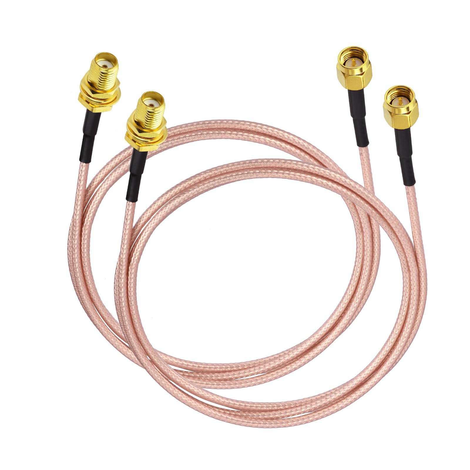 Superbat SMA Male to SMA Female Bulkhead RG316D Cable 3ft 50 Ohm for 4G LTE Router/Cellular Gateway/SDR USB Dongle/GPS Antenna - High-Frequency Low-Loss Coaxial Jumper 2-Pack