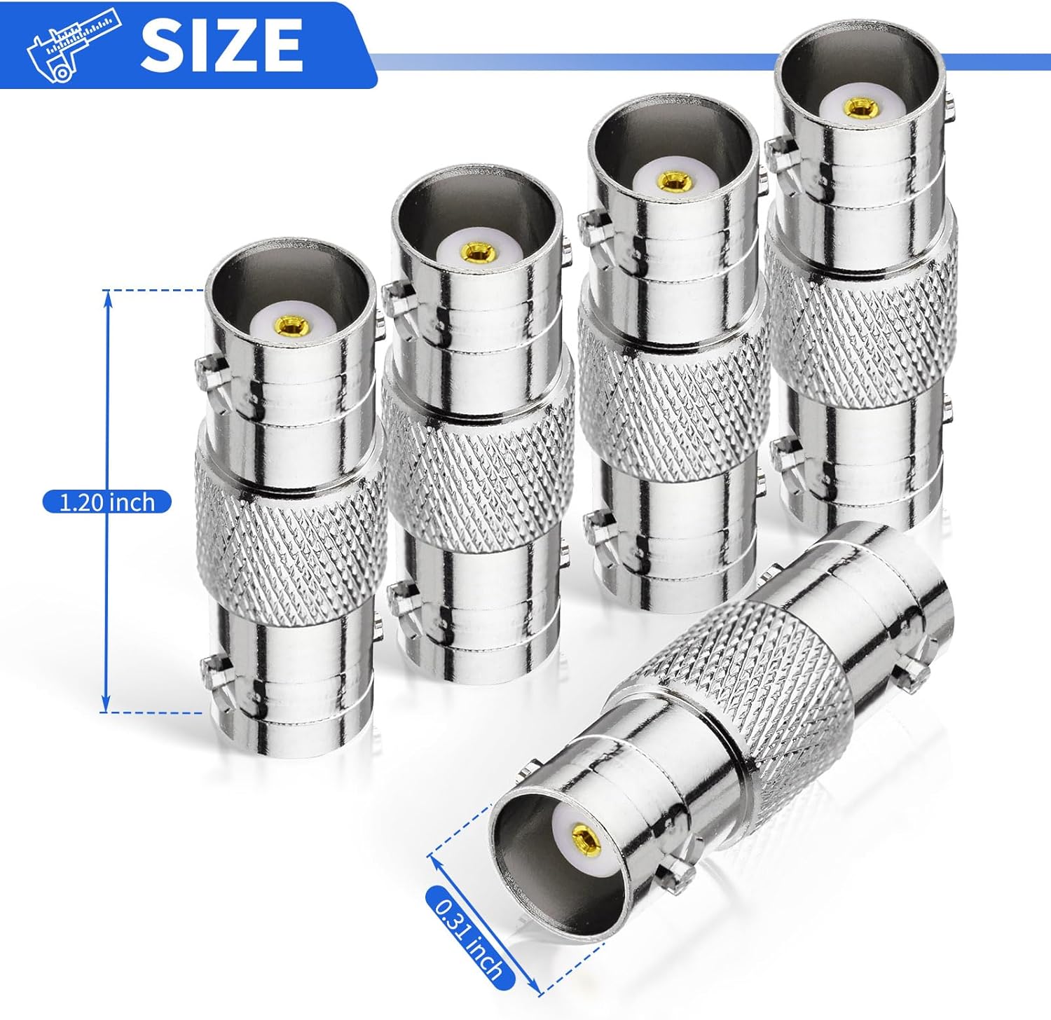 Superbat BNC Adapter - Female to Female Straight RF Coaxial Connector for HD CCTV DVR Surveillance System Video Camera Broadcast Applications 5pcs