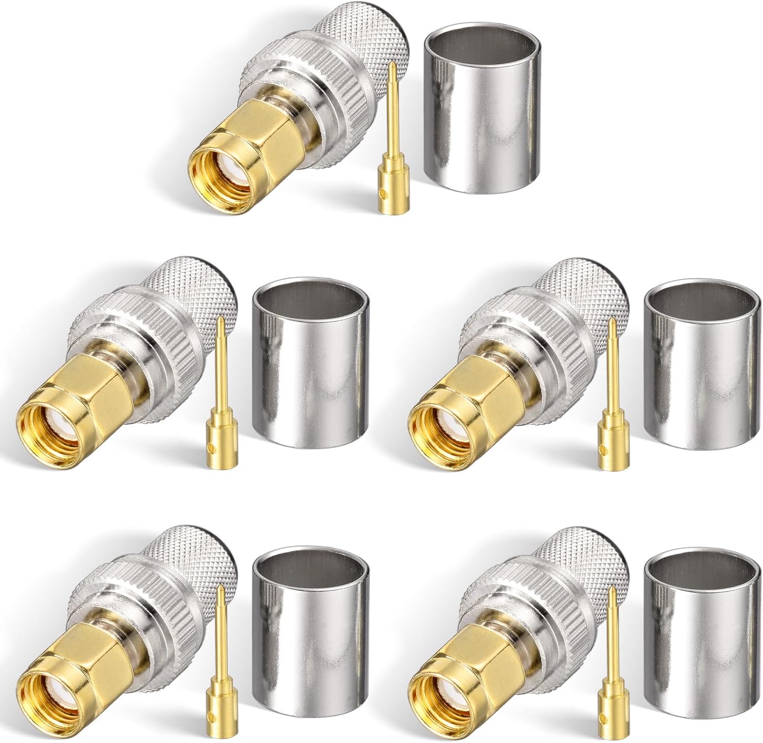 Superbat SMA Connectors Kit SMA Male Crimp Solder Connector Kit Attachment for LMR-400 RG8 RG8/U RG213 Belden-9913 SMA Extension Cable 5-Pack