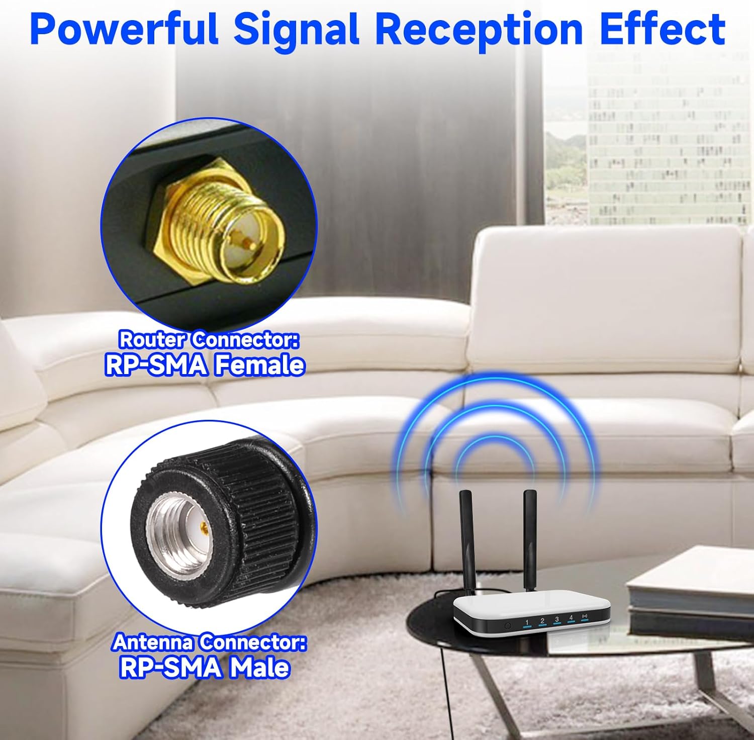 Superbat Dual Band WiFi Antenna RP-SMA 2.4GHz 5GHz 5.8GHz Antenna for Desktop PC Router PCI-E WiFi Network Card USB Adapter IP Camera Monitor etc. 2-Pack
