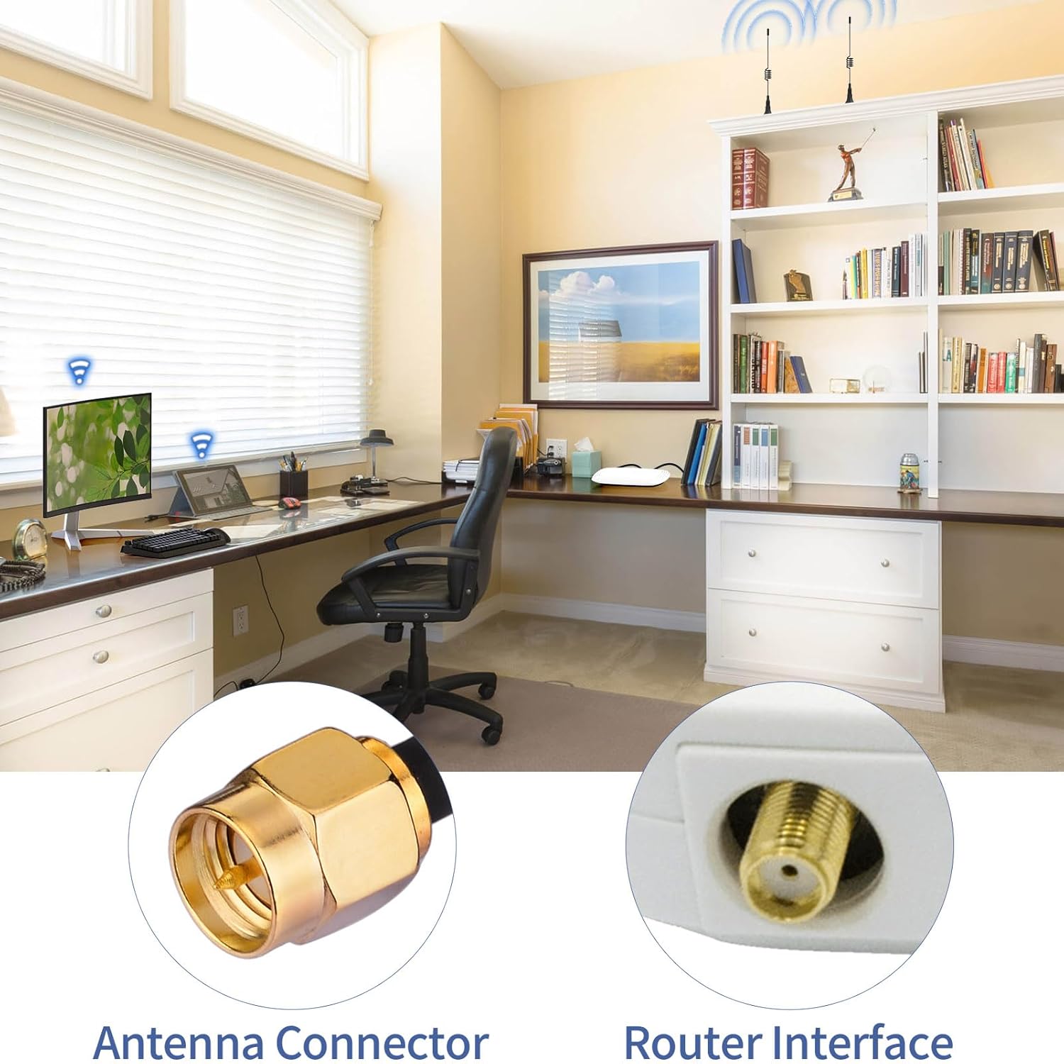 Superbat WiFi Antenna 2.4GHz Antenna Magnetic Base SMA Antenna with 10ft Extension Cable for Desktop PC Bluetooth Motherboard Wireless Network Card Router IP Security Camera Monitor etc. 2pcs