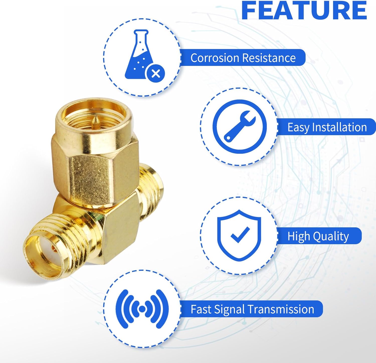SUPERBAT SMA Adapter Splitter 2-Way, SMA Male to Dual Female Splitter Antenna Adapter Converter 3pcs