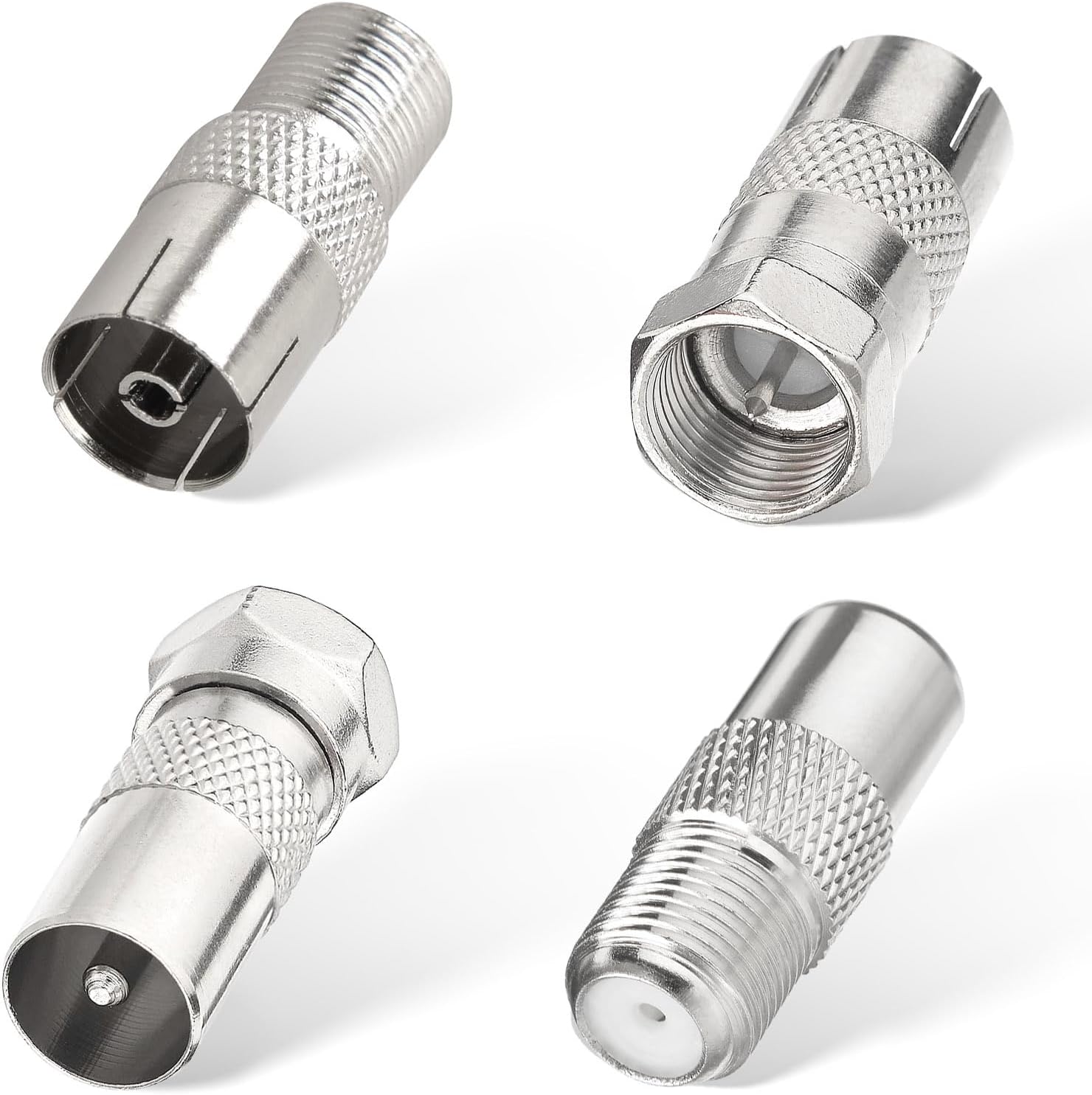 Superbat F Female/Male to TV Pal Male/Female RF Coaxial Adapter Connectors Kit 4 Pcs