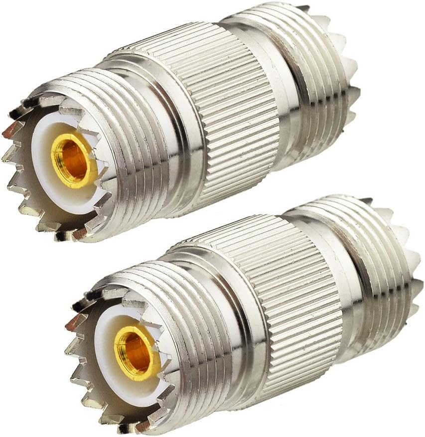 wlaniot SO239 Coupler SO-239 Coax Connector Adapter UHF Female to Female SO239 Barrel Connector Ham Radio Coax Connectors 2pcs
