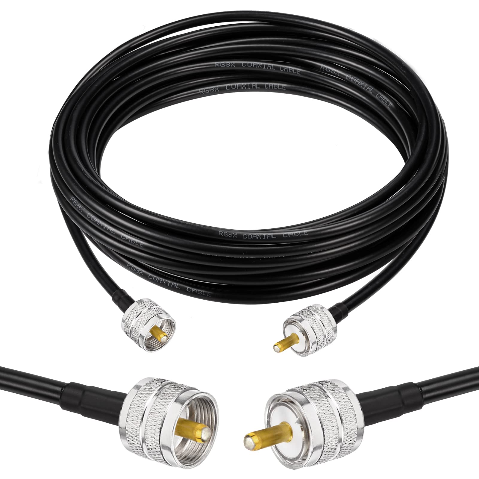 Superbat PL-259 Jumpers, RG8X Jumper PL259 to PL259 Cable (1ft 2-Pack) for CB Antenna Cable Extension Duplexer Tuner Dummy Load Ham Radio and SWR Meter etc.