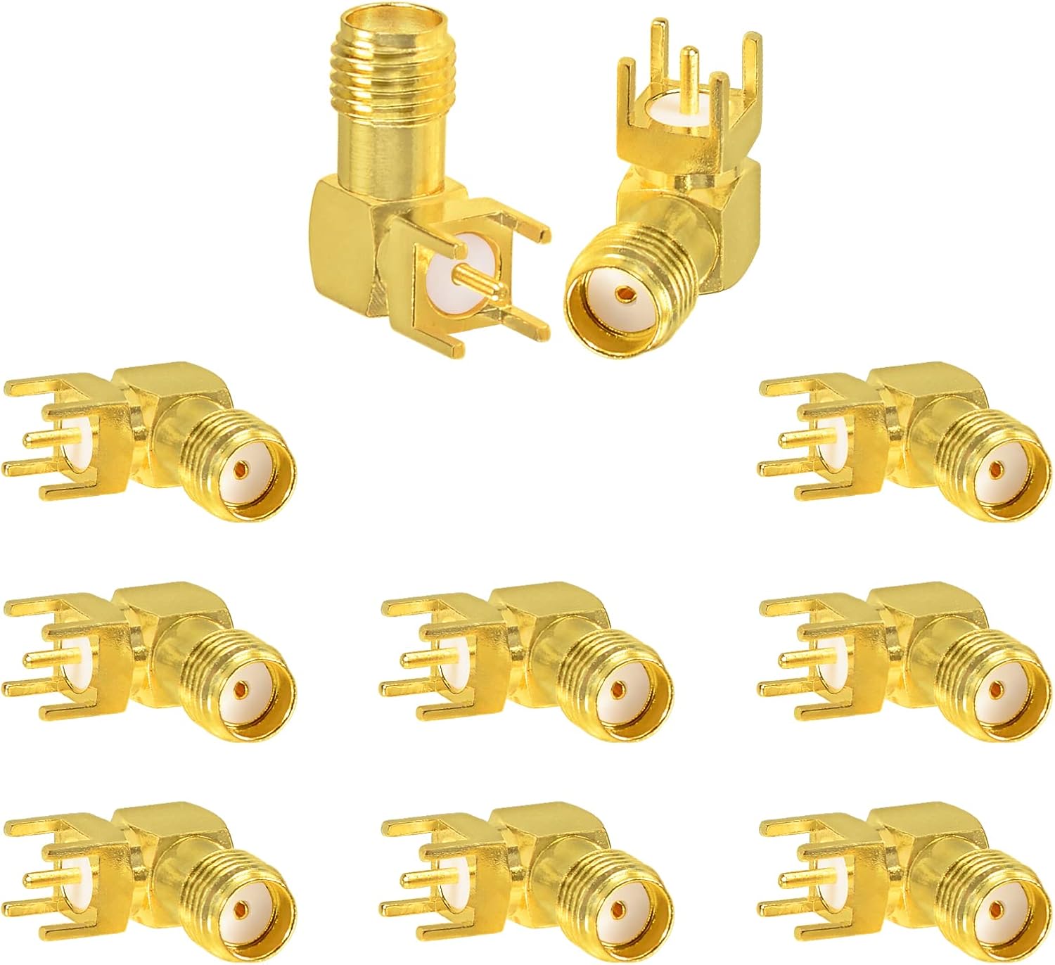 Superbat SMA Connectors Right Angle SMA Female PCB Edge Mount Connector Solder RF Coaxial Adapter 10pcs