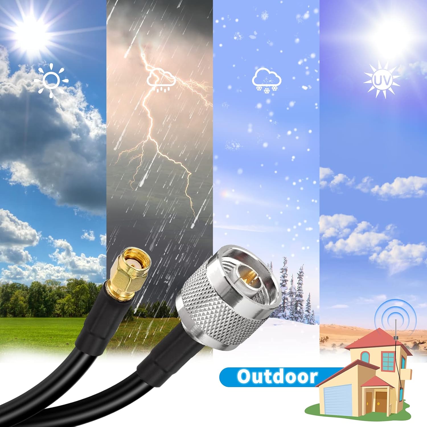 Superbat N to RPSMA Cable, Low Loss RG8x Cable 25ft, Type N Male to RPSMA Male Cable for Miner Hotspot Gateway 3G/4G/LTE/WiFi Antennas Radio Transmitters etc.