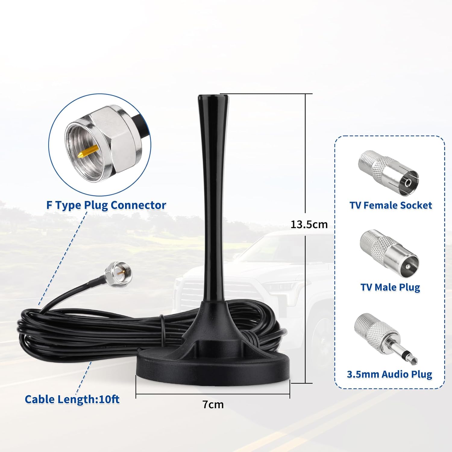 Superbat FM Radio Antenna Strong Magnetic Base Mount FM Antenna for Yamaha Pioneer Onkyo Marantz Sherwood Indoor FM Radio AV Audio Video Bluetooth Home Theater Receiver Tuner