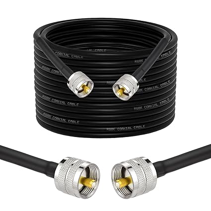 Superbat  RG8x Coaxial Cable, Male to Male PL259 Connectors, Low Loss, Waterproof, Perfect for CB Ham Radio, Antenna Analyzer, Jeep Wrangler CB Installation
