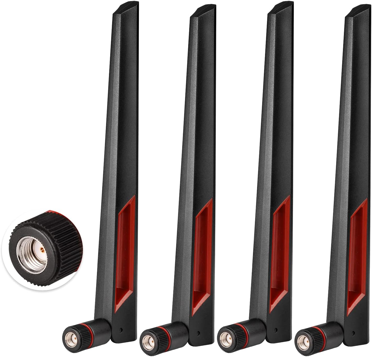 Superbat WiFi Antenna with RP-SMA Male Connector, 2.4GHz 5GHz 5.8GHz Dual Band Antenna for PCI-E WiFi Network Card USB Wireless Camera Router Extender Hotspot etc. 4pcs