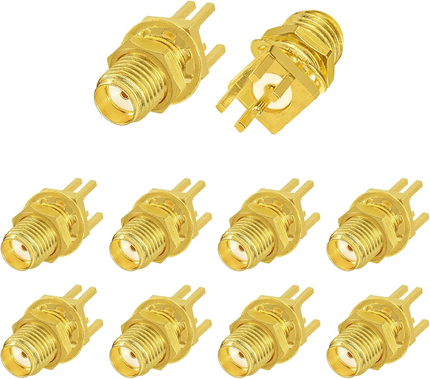 Superbat SMA Connectors SMA Female PCB Edge Mount Connector Solder RF Coaxial Adapter SMA Female Bulkhead Connector for 0.062 inch End Launch 10pcs