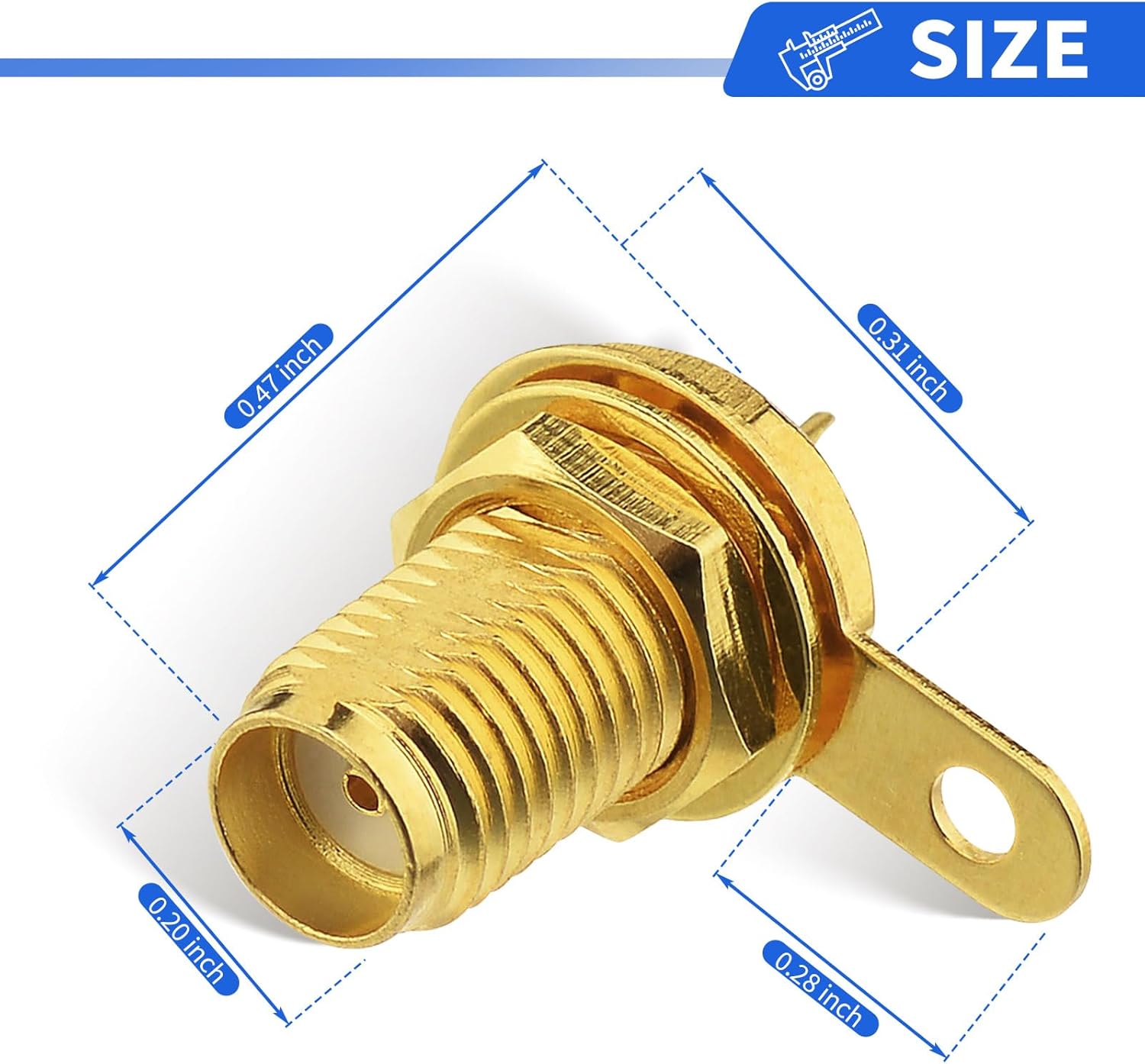 wlaniot SMA Female Connector SMA Coaxial Panel Mount Connector with Bulkhead Nut and Solder Cup Terminal 5pcs
