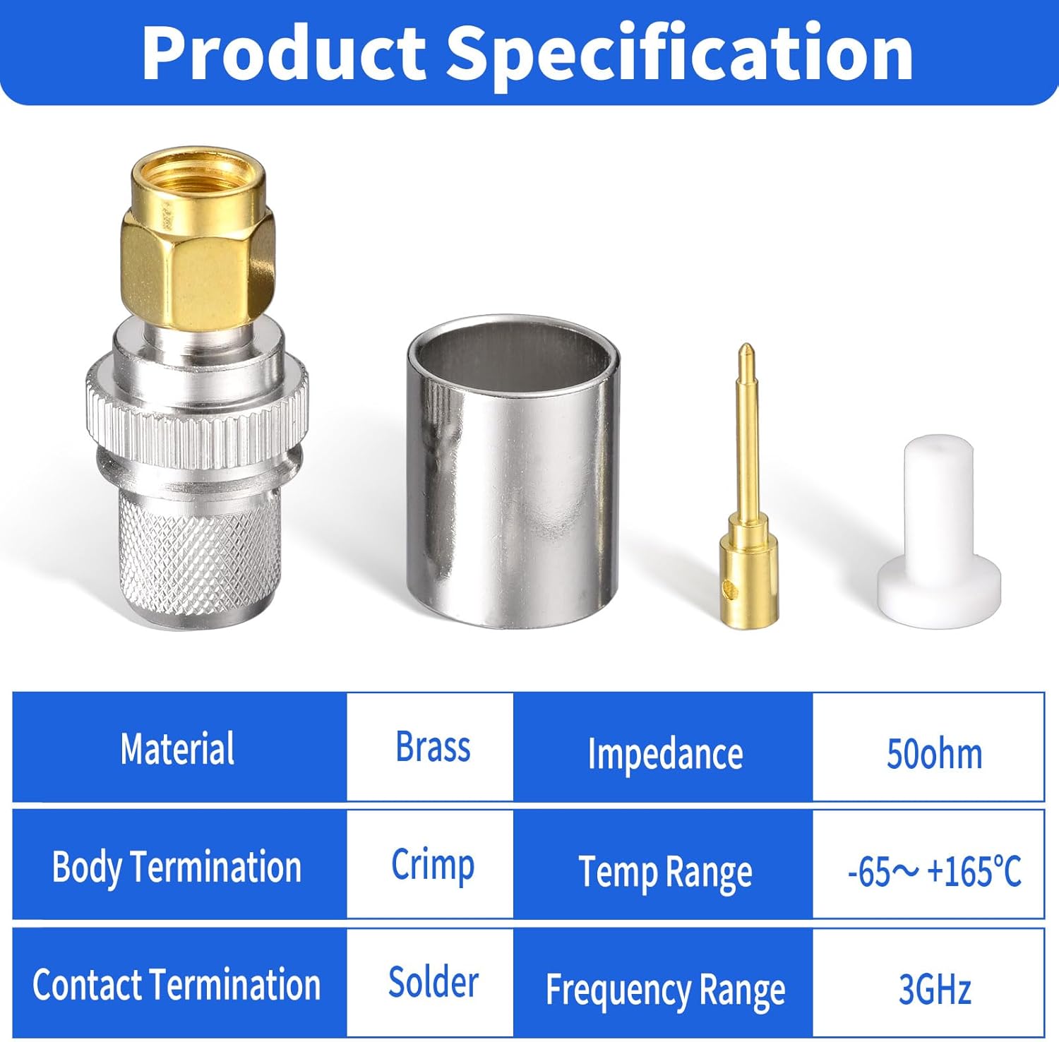 Superbat SMA Connectors Kit SMA Male Crimp Solder Connector Kit Attachment for LMR-400 RG8 RG8/U RG213 Belden-9913 SMA Extension Cable 5-Pack