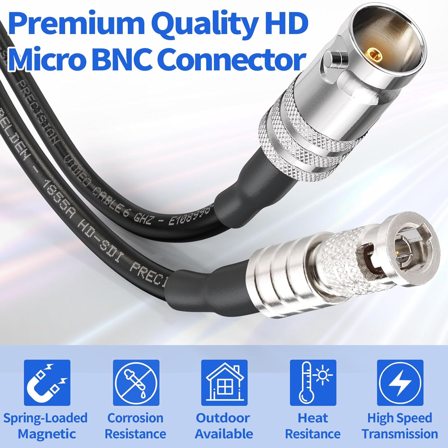 Superbat 75-Ohm BNC Female to HDBNC Male Cable Belden 1855A,3G/6G/12G-SDI Support, for Blackmagic Video Assist Monitor Professional Cameras and Video Switchers (12inch,2-Pack)