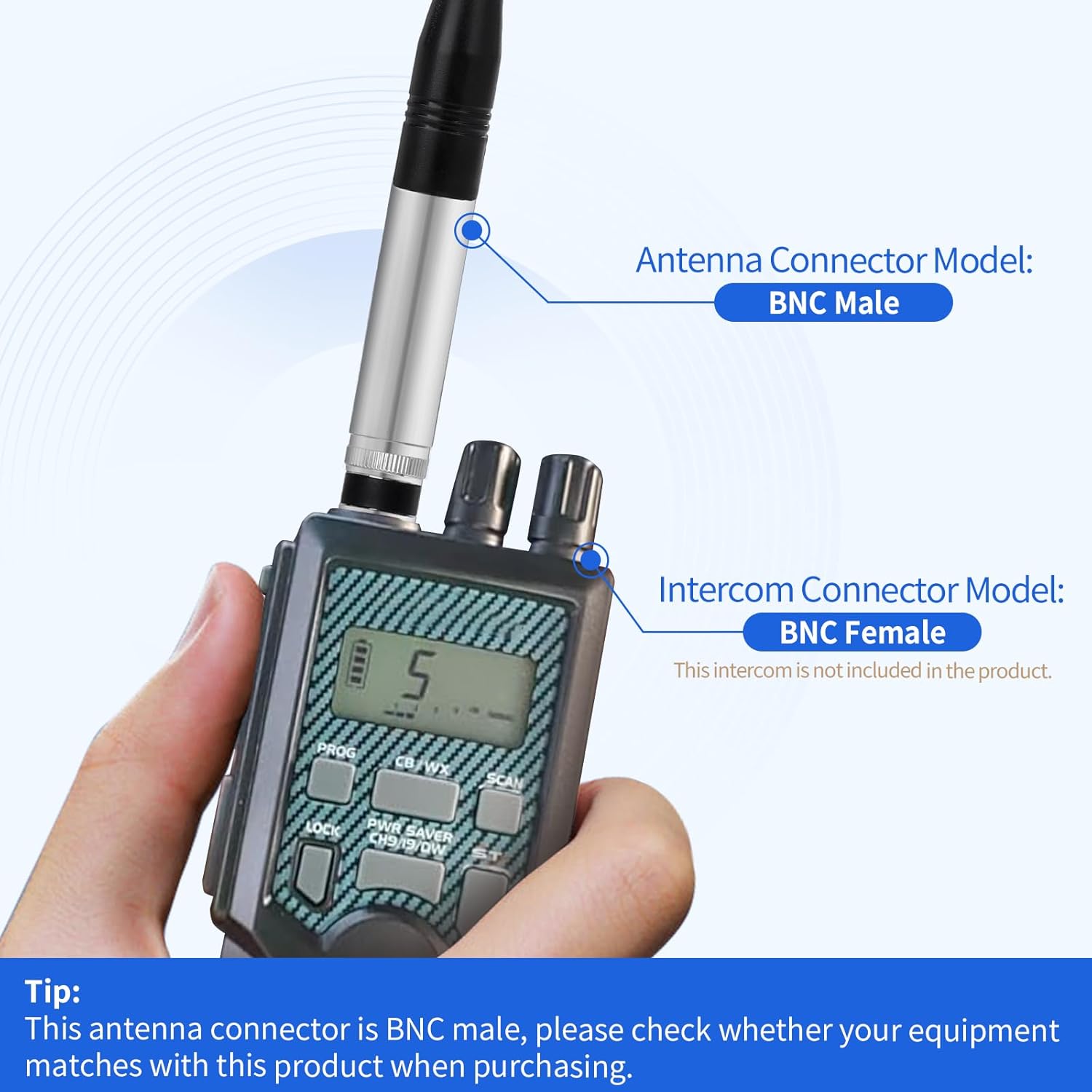 Superbat CB Antenna 27MHz Telescopic CB Radio Antenna Handheld Rod Portable Radio Antenna BNC Male Connector Compatible with Cobra Midland Uniden CB Radio