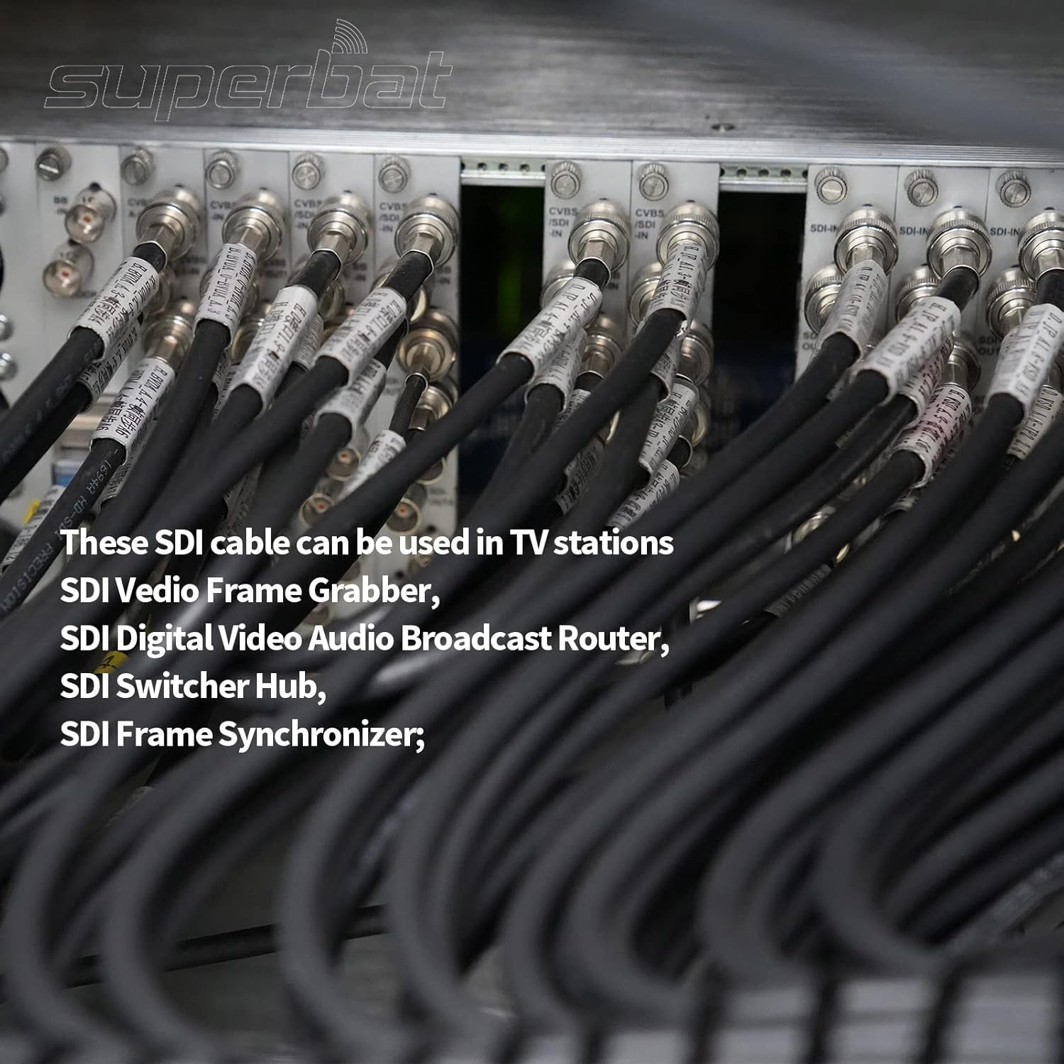 Superbat SDI Cable 50ft BNC Cable 3G/6G/12G (Belden 1694A Black) Supports HD-SDI/3G-SDI/4K/8K Video Security Camera CCTV Systems, SDI Precision Video Wire