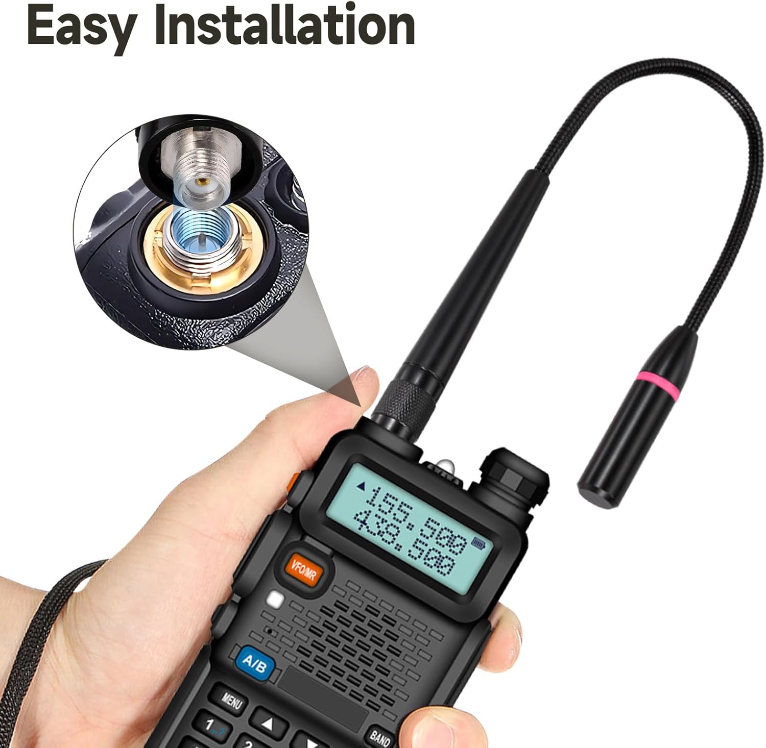 Superbat Dual Band VHF/UHF Antenna SMA Female 144/430MHz High Gain Soft Whip Antenna for Wouxun/TYT Radios Walkie Talkie Ham Radio etc.