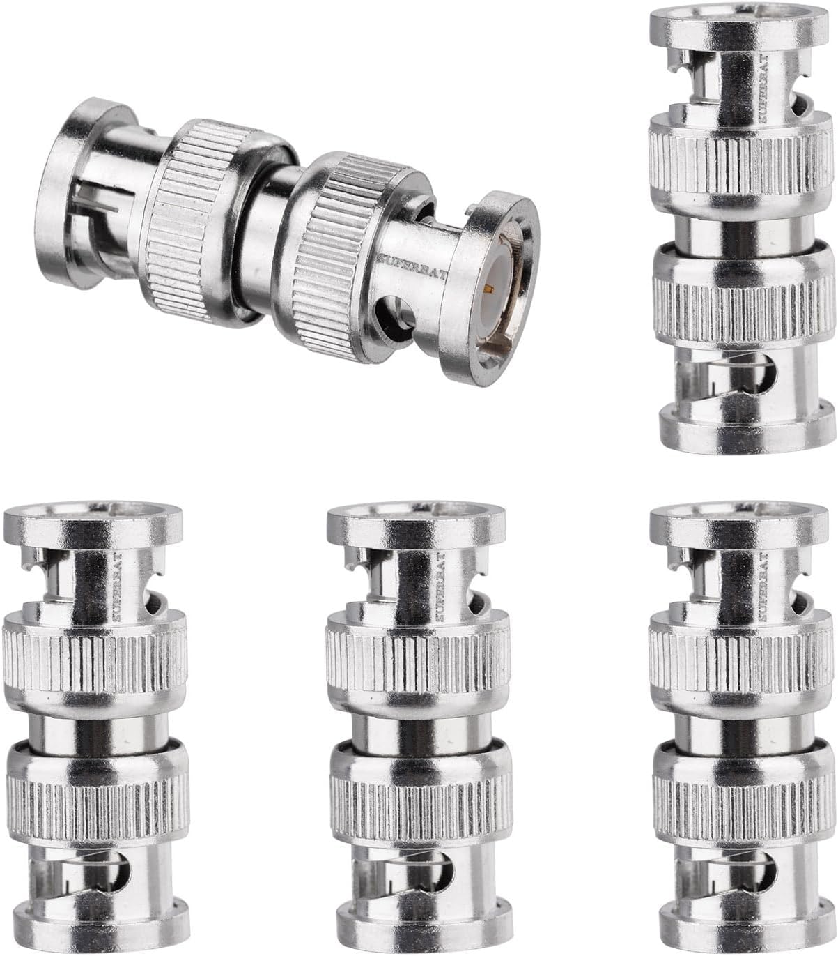 Superbat BNC Adapter 50 Ohm BNC Male to Male Connectors for CCTV Video Camera System HDTV RG59 Coaxial Cables etc. 5pcs