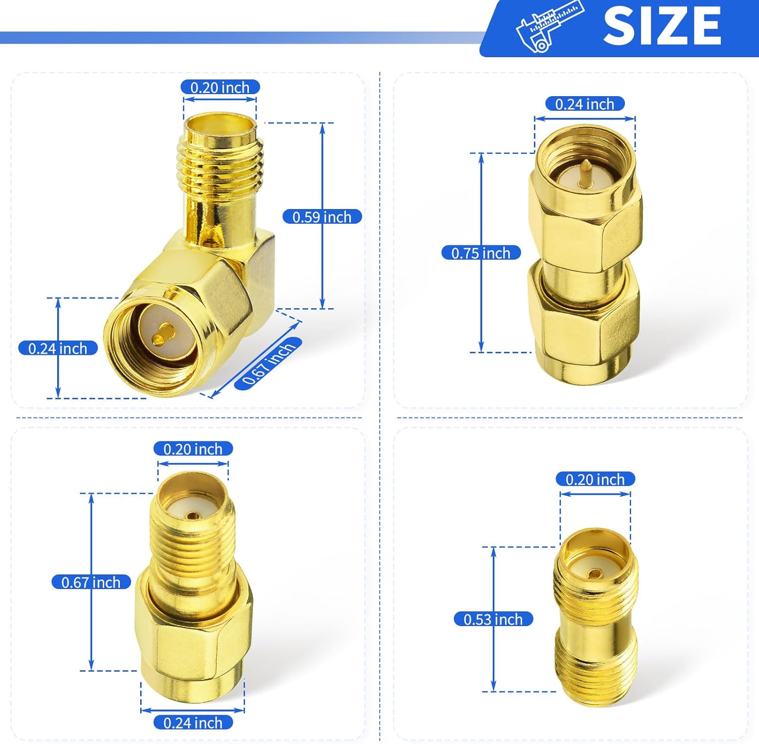 Superbat SMA Adapter Kit SMA Male Female RF Coaxial Coax Connector 50 Ohm for MMDVM Hotspot Board 3G 4G LTE FPV Antenna RTL SDR Router Radio etc.