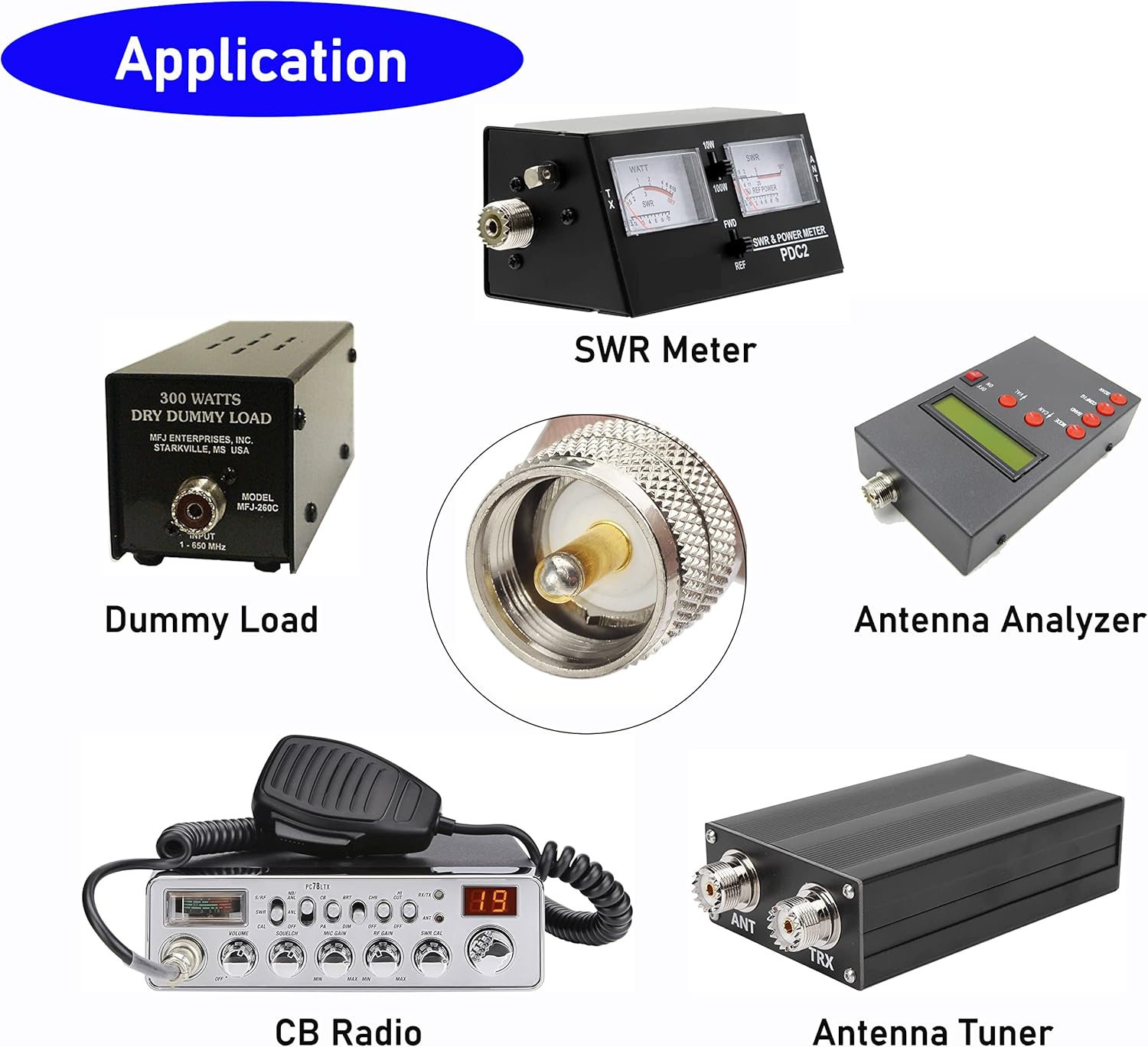 Superbat PL-259 Jumpers, RG8X Jumper PL259 to PL259 Cable (1ft 2-Pack) for CB Antenna Cable Extension Duplexer Tuner Dummy Load Ham Radio and SWR Meter etc.