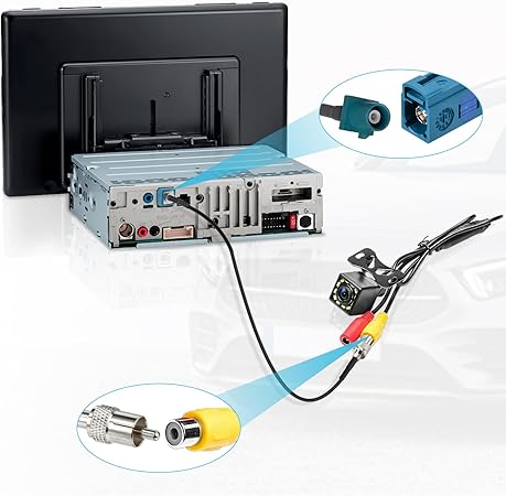 Superbat Fakra to RCA Cable, RCA Male to Blue Fakra Z Male Coax Pigtail 6" for Aftermarket Radio Head Unit Rear View Camera etc.