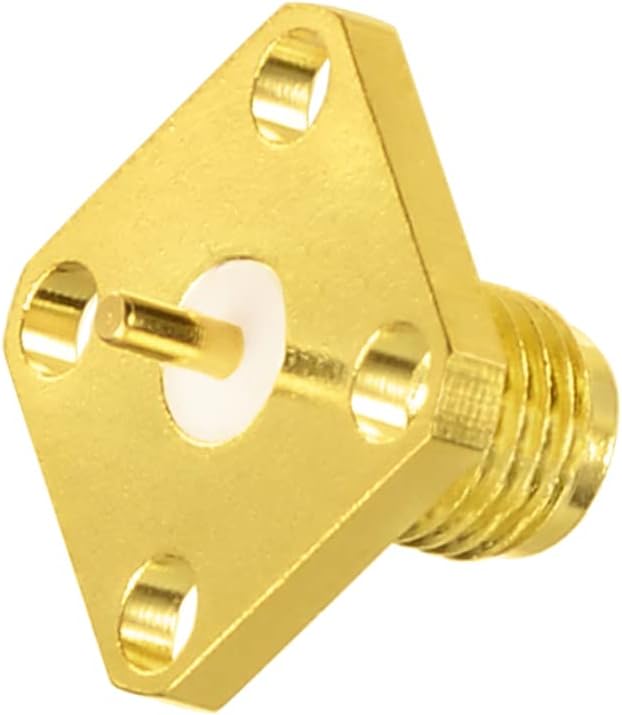 Superbat SMA Connectors SMA Female 4 Holes Panel Chassis Mount Flange Solder Cup Connector SMA Bulkhead Connector 5-Pack